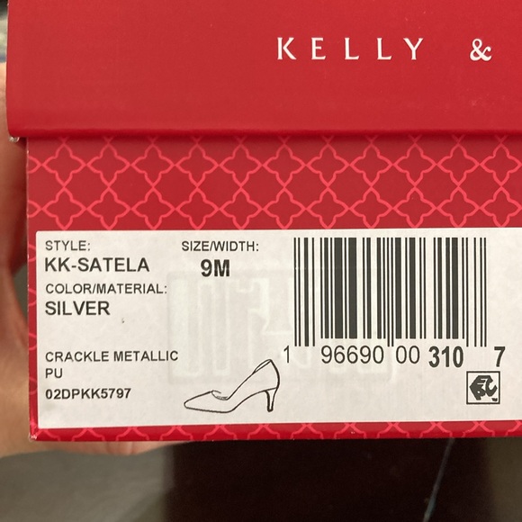 Kelly & Katie Satela Silver Metallic Crackle Pumps Women's Size 9M Kitten Heels - Picture 9 of 9